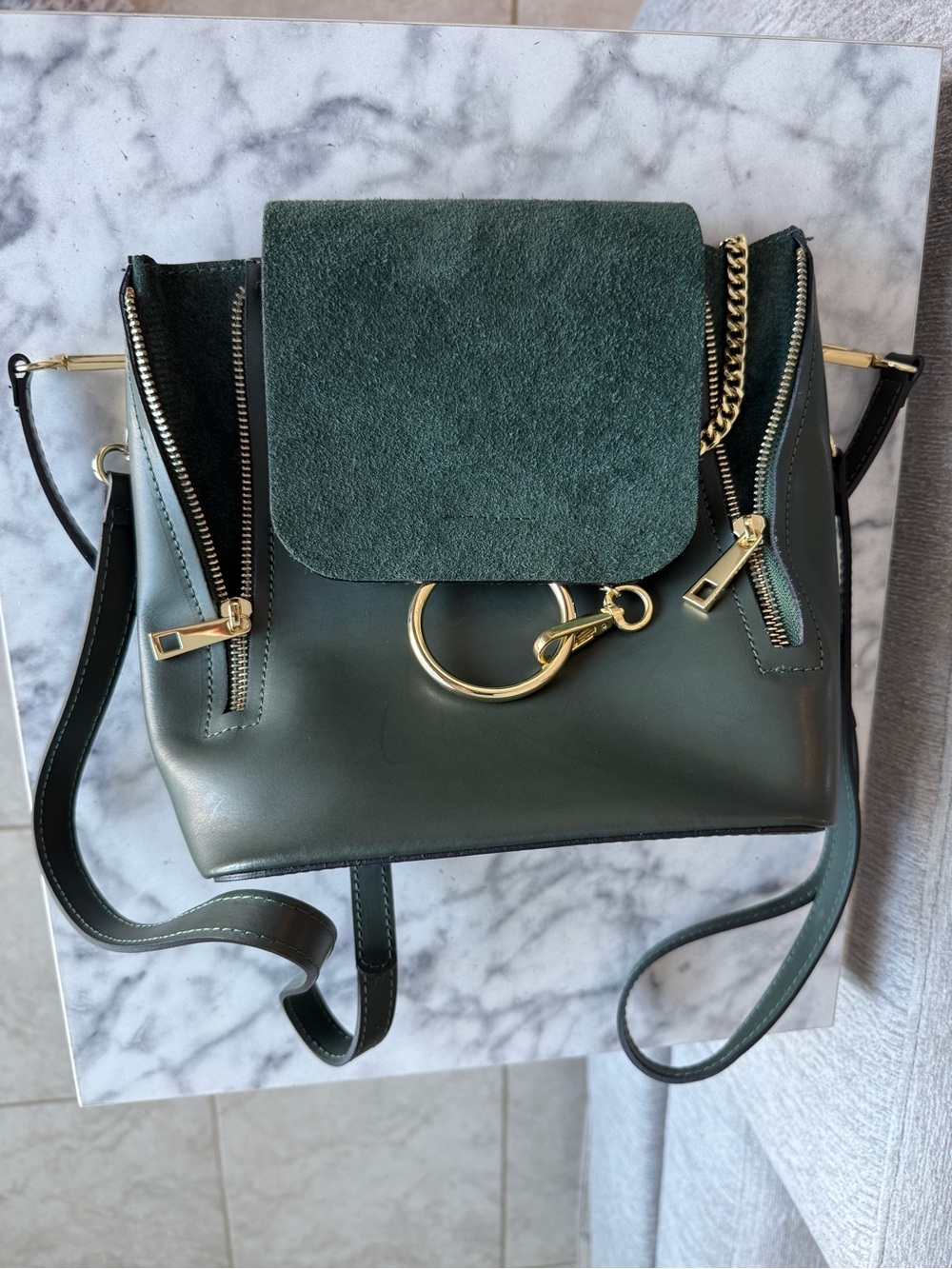 Italian Leather Backpack Purse